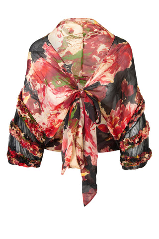 Vintage Silk Abstract Floral Tie-front Blouse | SS'06 Collection