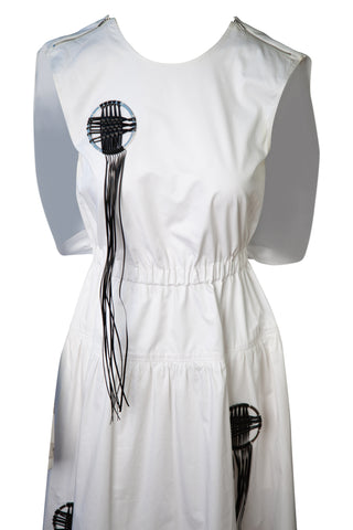 Poplin Midi Dress in White Dresses Tibi   