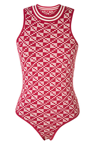 Rini Cutout Jacquard-knit Bodysuit In Red | est. retail $360)
