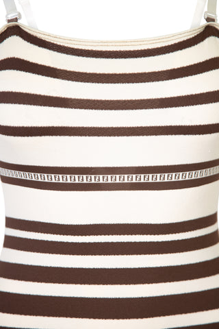Vintage Striped Logo Tube Maxi  Dress