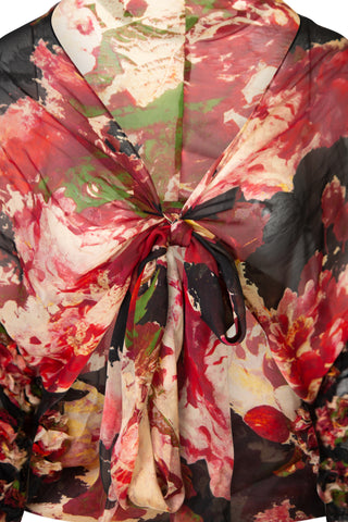 Vintage Silk Abstract Floral Tie-front Blouse | SS'06 Collection Shirts & Tops Jean Paul Gaultier   