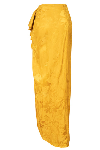 Gold Ruffle Slit Skirt