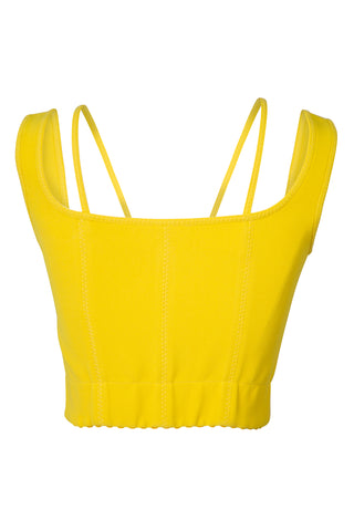 Cropped Bustier Zip-Up Top in Yellow Shirts & Tops Stella McCartney   