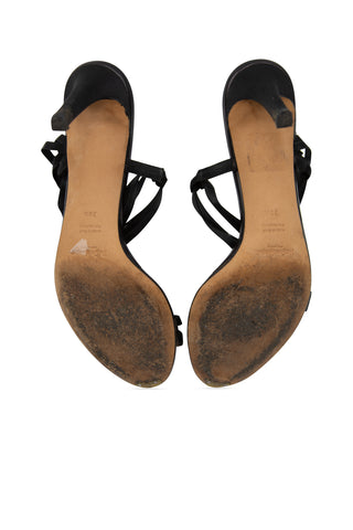 Lace up Leather Sandals in Black