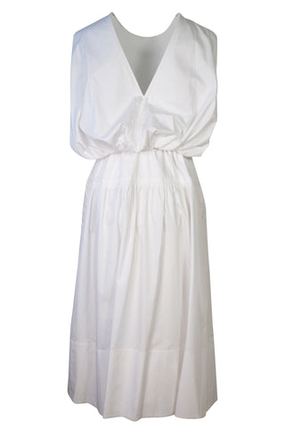 Poplin Midi Dress in White Dresses Tibi   