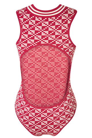 Rini Cutout Jacquard-knit Bodysuit In Red | est. retail $360) Bodysuits Dodo Bar Or   