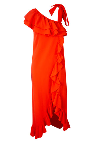 Clark Ruffled Maxi Dress in Big Apple Red | (est. retail $250) Dresses Ganni   