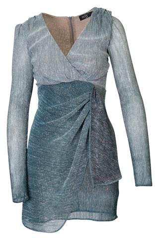 Metallic V-Neck Mini Dress