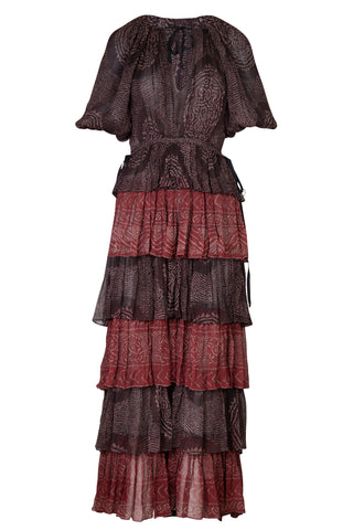 Emi Tiered Dress in Garnet | AW '22 Collection