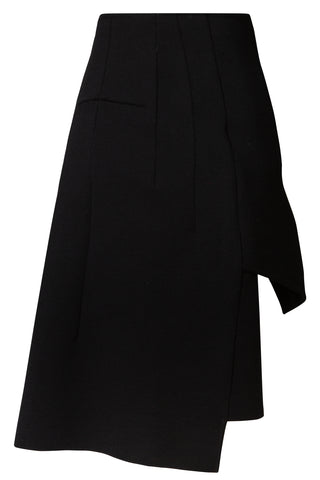 Asymmetrical Wool Midi Skirt in Black