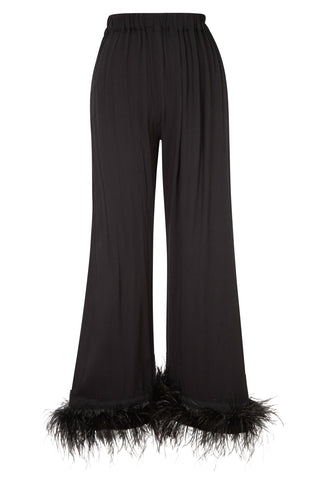 Party Pajama Pant with Feathers in Black