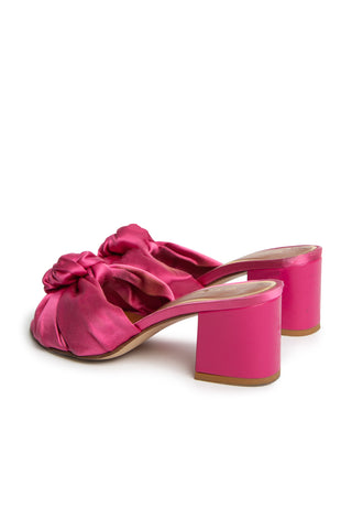 Knotted Heeled Sandal in Hot Pink