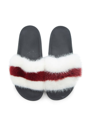 Mink Striped Fur Slides Sandals Givenchy   
