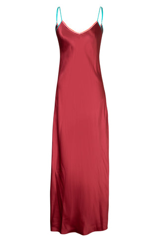 Red Silk Slip Maxi Dress