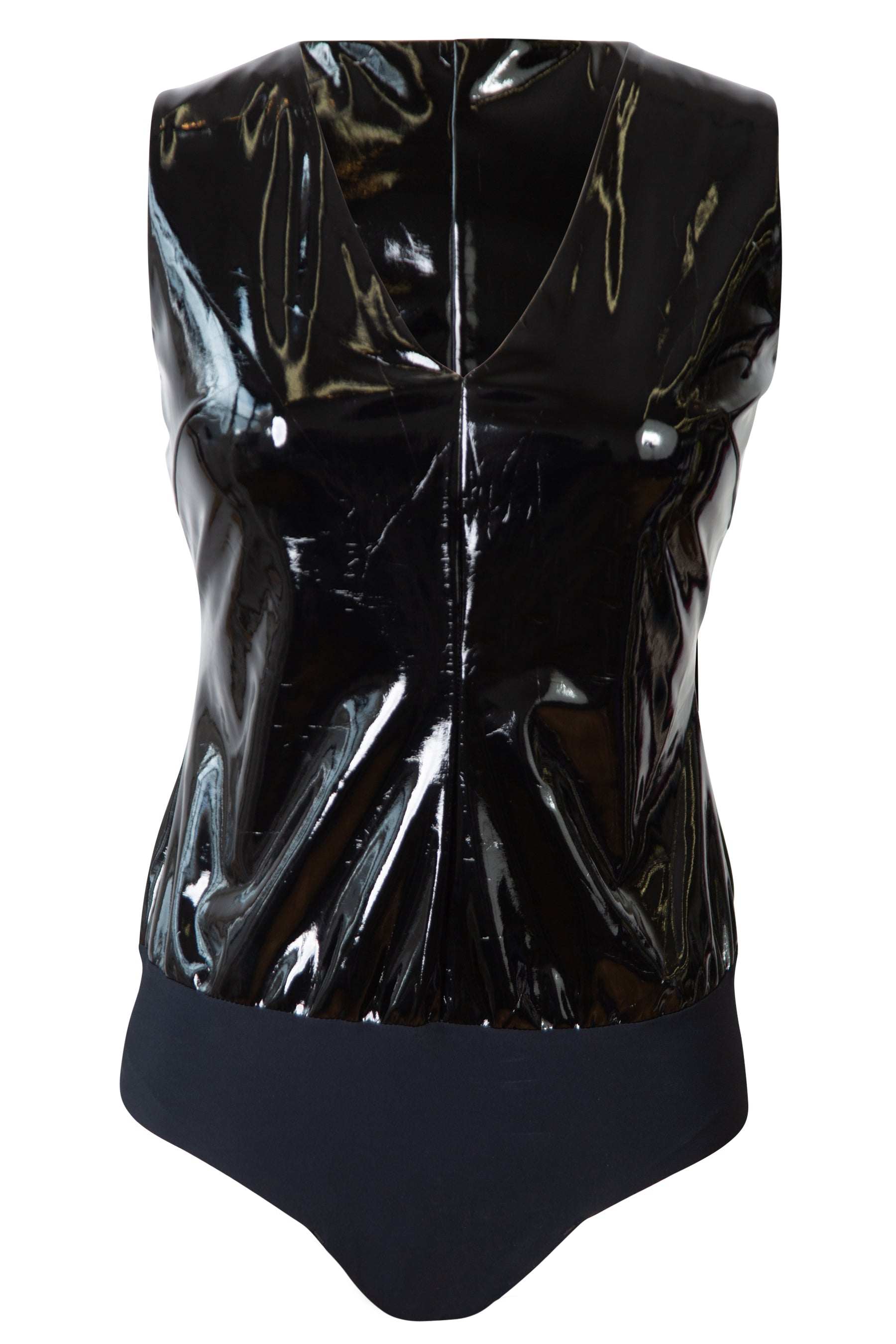 Commando Faux Patent Leather V-Neck Bodysuit  new with tags (est. retail  $118) – Dora Maar