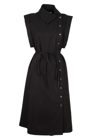 Asymmetrical Button Down Dress in Black | (est. retail $895)