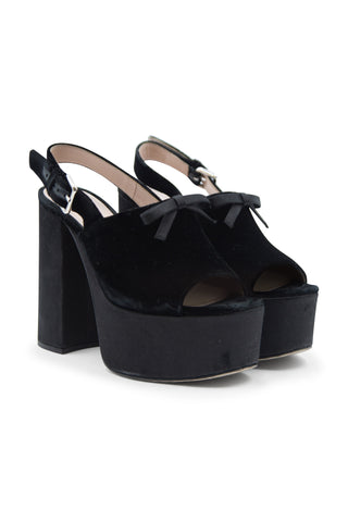 Peep-toe Velvet Platform Sandals | SS '19 | (est. retail $760) Heels Miu Miu   