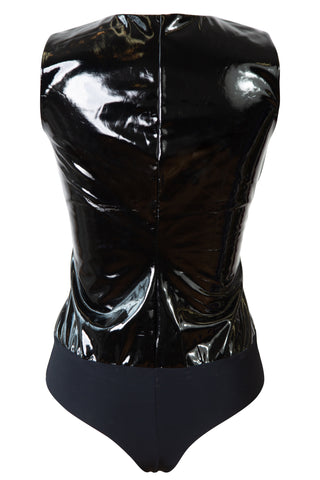 Faux Patent Leather V-Neck Bodysuit | new with tags (est. retail $118)