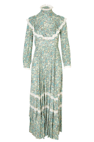 Liberty Floral Crepe Maxi Dress in Green