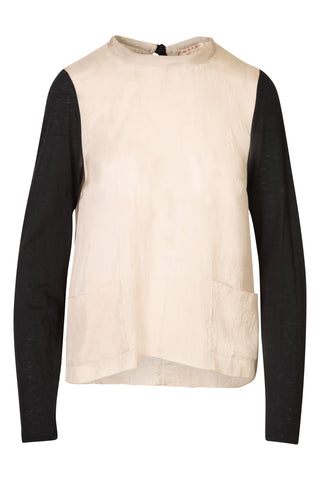 Nude Tie Back Top w/ Black Sleeves and Pockets Shirts & Tops Marni   