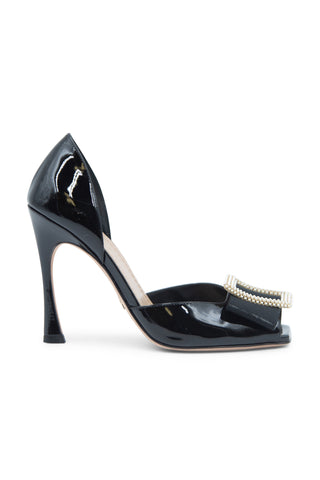 Idylle Faux Pearl Buckle 105mm Patent Open Toe D'orsay Pump| (est. retail $740) Heels Christian Dior   