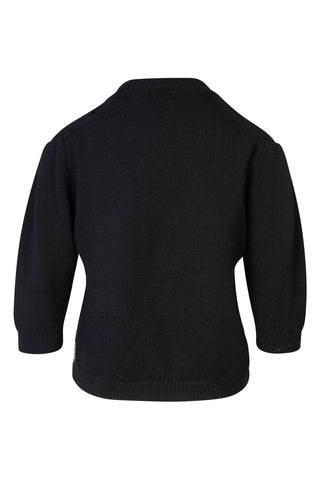 Patterned Puff Sleeve Sweater Top in Black/White Sweaters & Knits Alexander McQueen   