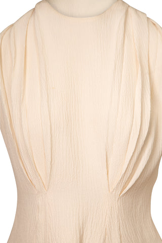 White Silk Pleated Top