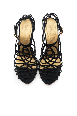 Webbed Wedge Sandals in Black/Gold | SS '11 Ready-To-Wear Collection Sandals Saint Laurent   
