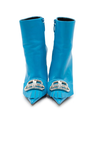BB Logo Leather Fringe Knife Ankle Boots
