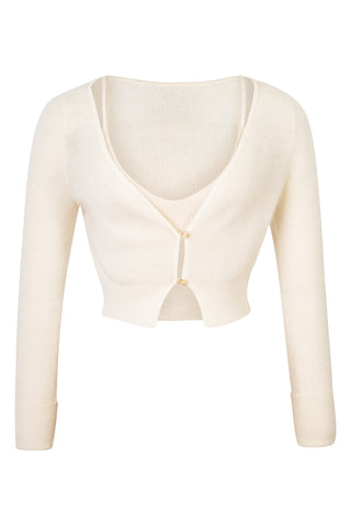 Cropped Wool Blend Cardigan and Bralette Twinset Shirts & Tops Jacquemus   