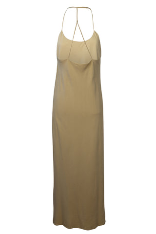 Silk Slip Dress in Tan Dresses Tibi   