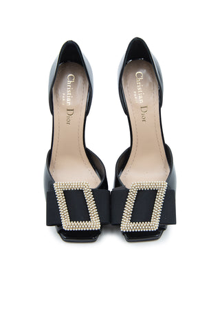 Idylle Faux Pearl Buckle 105mm Patent Open Toe D'orsay Pump| (est. retail $740) Heels Christian Dior   