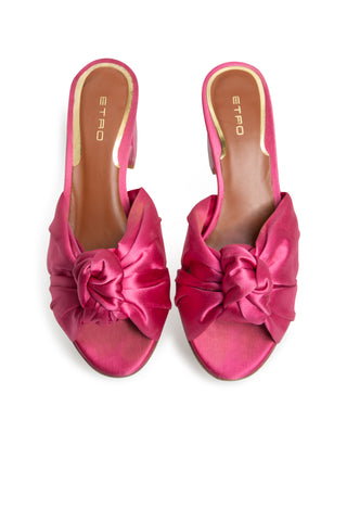 Knotted Heeled Sandal in Hot Pink