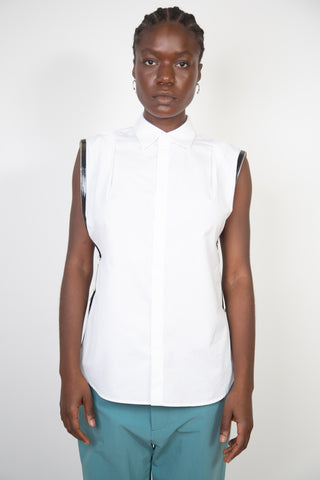 White Sleeveless Button Up Top Shirts & Tops Dsquared2   