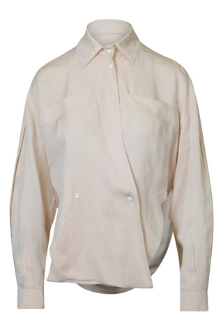 Long Sleeve Snap Button Blouse in Beige Shirts & Tops Vintage   