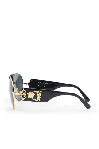 Leather Medusa Logo Aviator Sunglasses | (est. retail $347) Eyewear Versace   