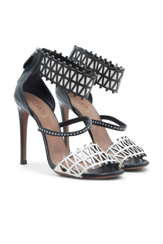 Ankle-Cuff Laser Cut Leather Sandals | (est. retail $1,150) Heels Alaia   