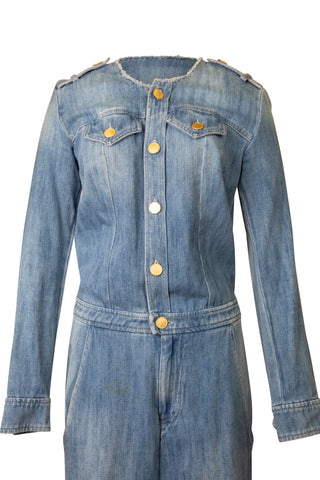 Denim Crew Neck Jumpsuit | (est. retail $500)