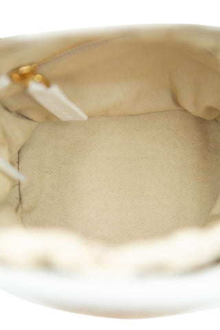 Tropicalia Small Bucket Bag in White Leather & Raffia-effect Fabric | (est. retail $975) Bucket Bags Marni   
