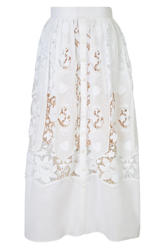Reagan Embroidered Cotton Skirt Bottom Miguelina   