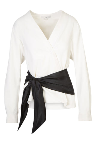 Chalky Drape Domlan Tie Top in Ivory | new with tags (est. retail $450) Shirts & Tops Tibi   