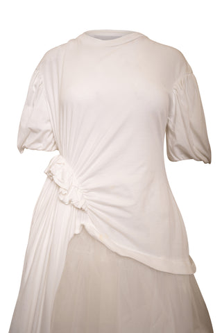 Tulle Layered T-Shirt Dress in White