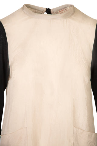 Nude Tie Back Top w/ Black Sleeves and Pockets Shirts & Tops Marni   