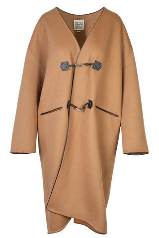 Leather Trimmed Brushed Wool & Cashmere Duffal Coat | (est. retail $1,150)