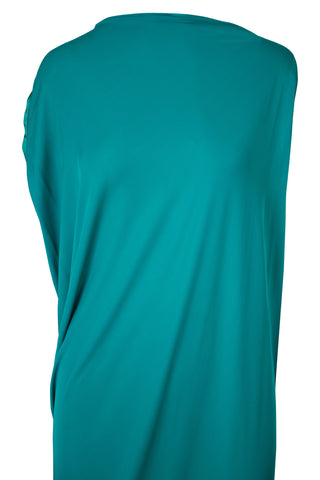 by Alber Elbaz Turquoise Asymmetrical Draped Knit Jersey Dress