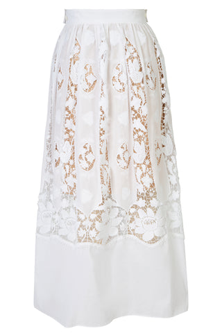 Reagan Embroidered Cotton Skirt Bottom Miguelina   