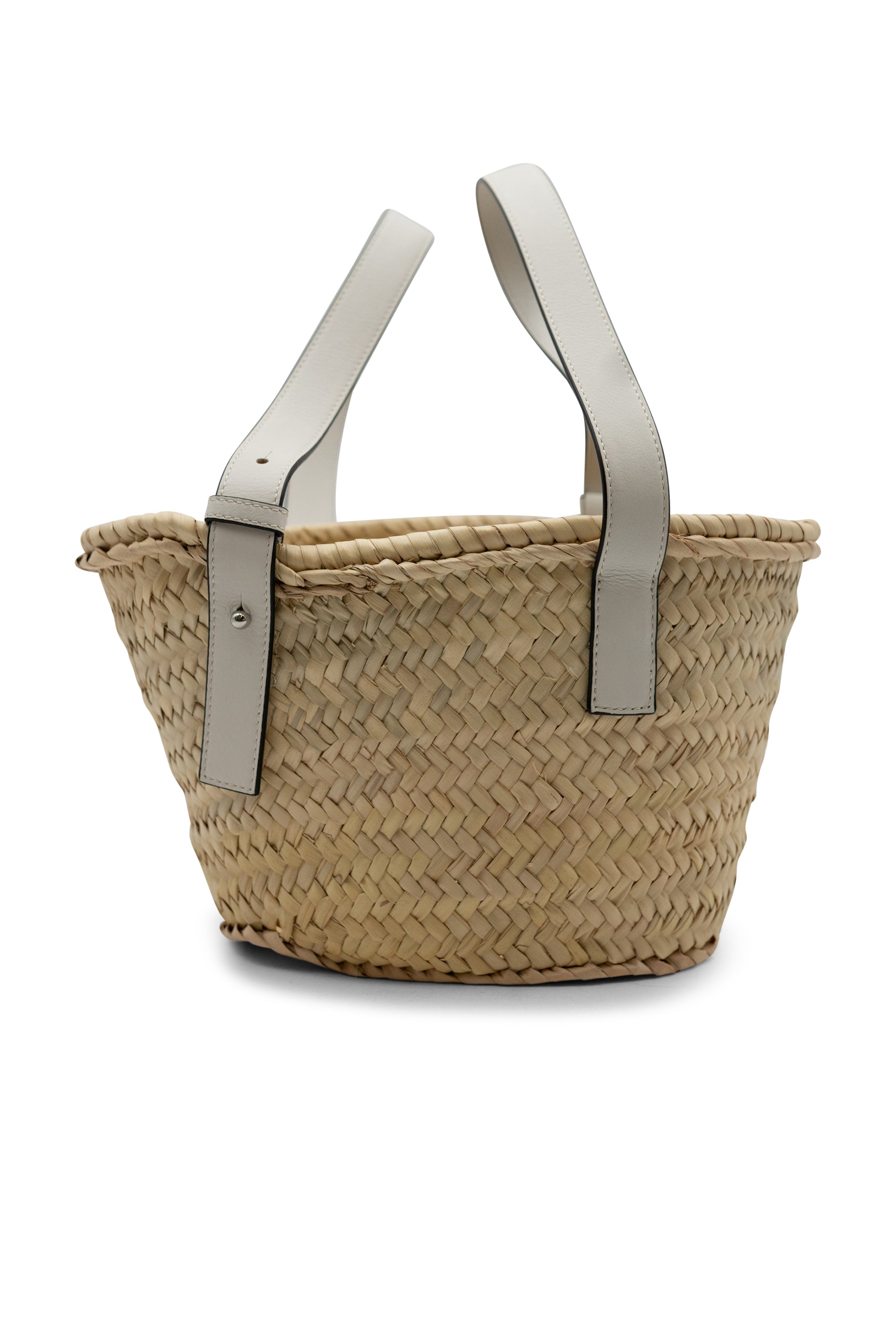 Basket Bag in Palm Leaf and Calfskin