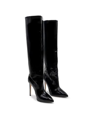 Patent Leather Knee-High Stiletto Boots in Black | (est. retail $835)