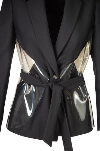 YSL By Stefano Pilati Grain de Poudre & PVC Peplum Belted Jacket | FW '10 Collection Jackets Saint Laurent   
