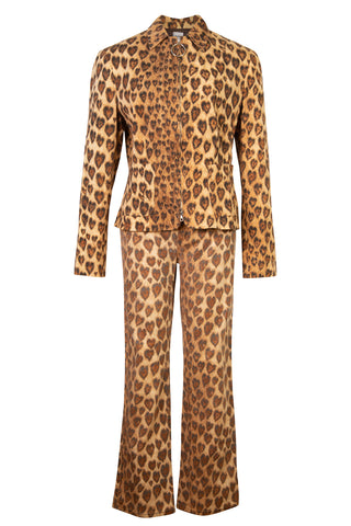 Vintage 90s Heart Cheetah Print Zip Jacket and Pant Set
